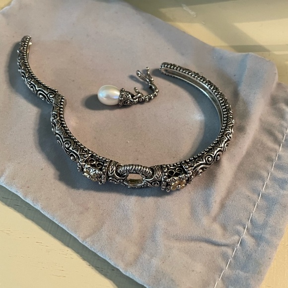 Barbara Bixby Hinged Cuff Bracelet With Pearl Enhancer Charm - Picture 5 of 14